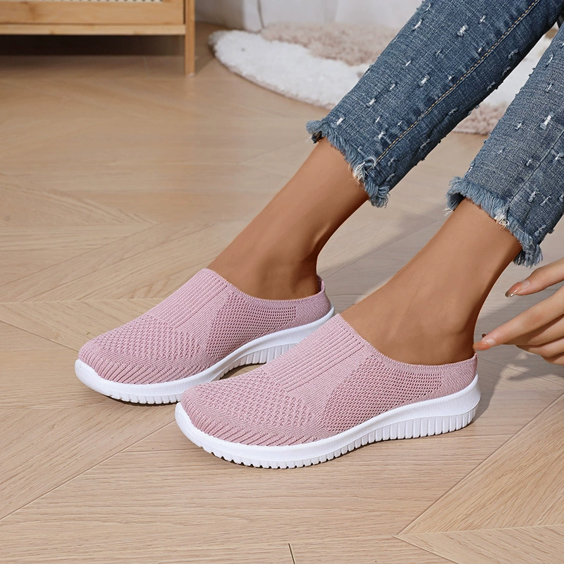 Женские туфли OEM, осенняя новинка, модные дышащие повседневные туфли на низком каблуке, трансграничные слипоны, повседневные полутуфли.