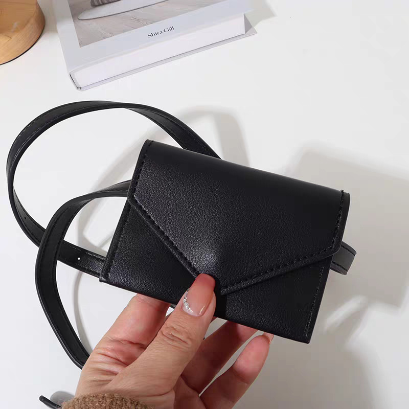 女性用の超小型ウエストバッグ、高級感のあるネットセレブの凹型、カードホルダー付き、ミニベルト装飾ウエストバッグ|undefined