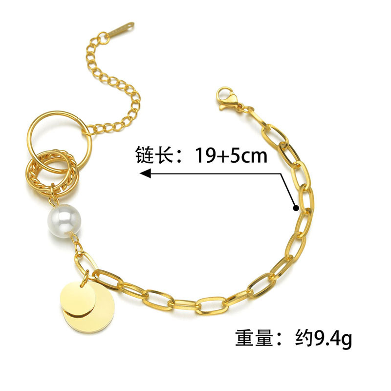 Nihaojewelry Bijoux En Gros Simple Étiquette Ronde Bracelet En Acier Titane Perle display picture 1