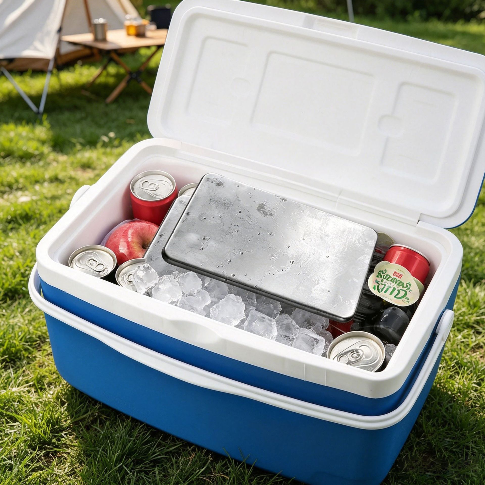 Stainless Steel Ice Tray Outdoor Picnic Portable Freezing Board Food Preservation Ice Board Ice Tray Leak-Proof Ice Box Refrigeration Box
