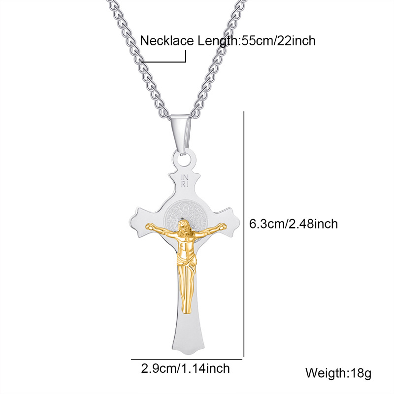 Men's Gender Hip-Hop Retro Cross 304 Stainless Steel Plating Men's Pendant Necklace