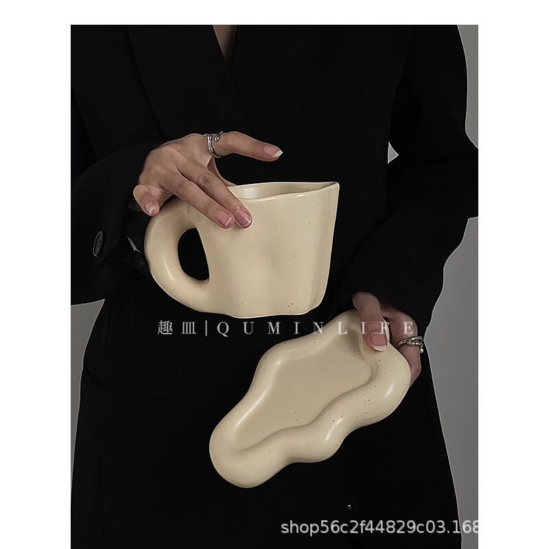 Personalized Clouds Niche Design Irregular Ins Mug Plate Ceramic Water Cup Milk Coffee Cup Breakfast Cup