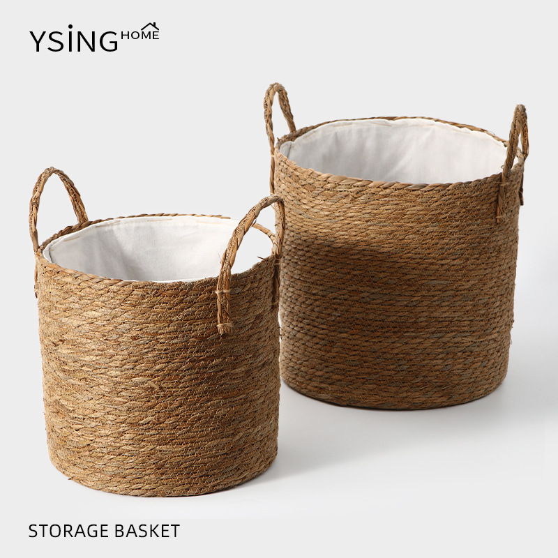 Straw Woven Laundry Basket for Home Use, High-End Handmade Woven Laundry Basket, Large Japanese-Style Laundry Basket