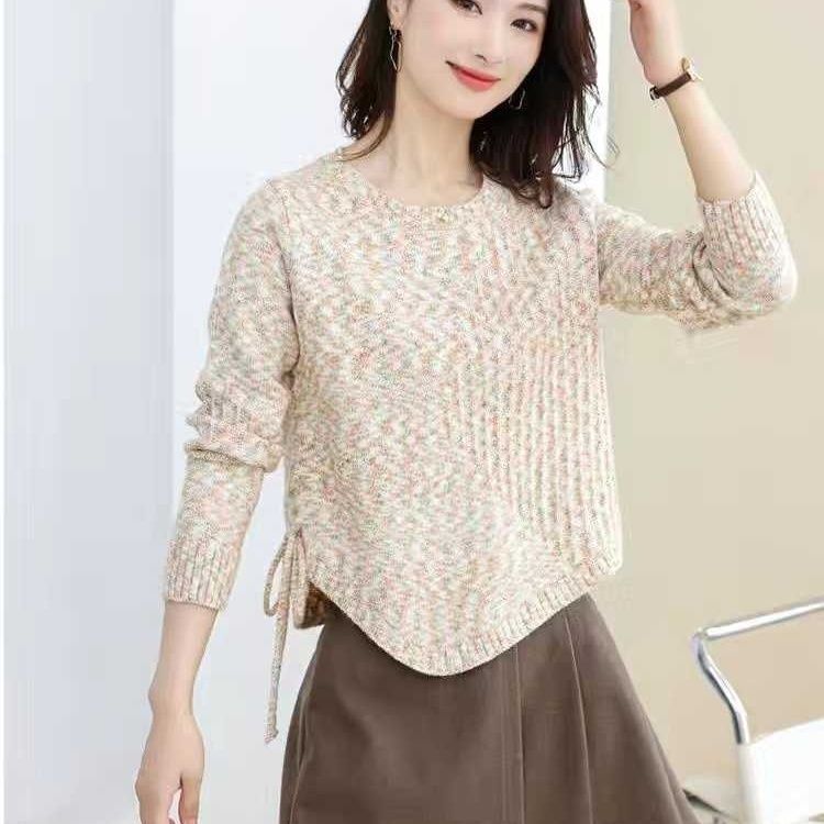 显瘦花色外套女装时尚显瘦百搭女士毛衣针织衫春款短款毛衣上衣