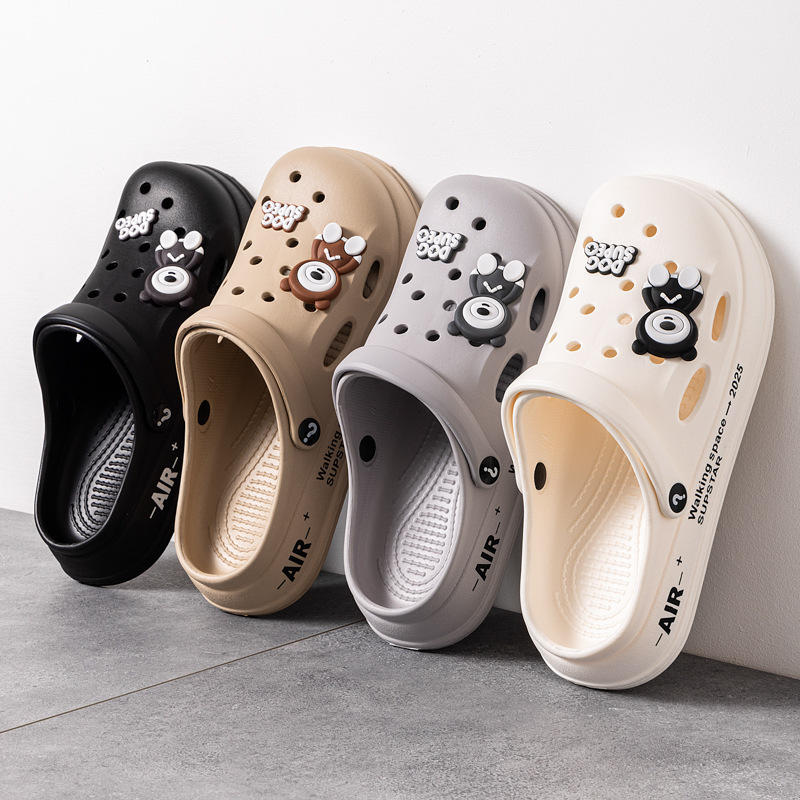 Hole Shoes Men's Summer Outwear Half-covered Slippers Thick-soled Two-wear Sandals and Slippers Men's Couple's Non-slip Beach Shoes