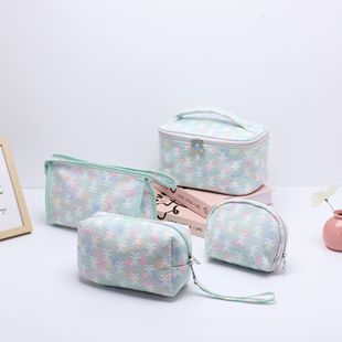 Pu Cosmetic Bag Satchel Large Capacity Cosmetic Bag Small Floral Storage Satchel Cute Flower Iins Cosmetic Bag