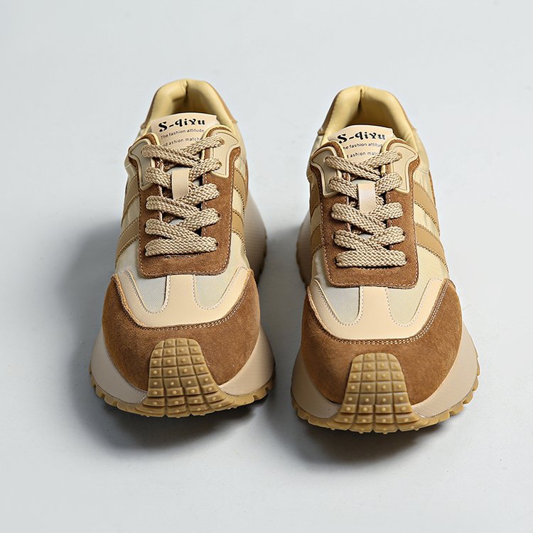 Forrest Gump Shoes Women's New Thick Sole Shoes Popular Women's Leather Heightening Retro Maillard Sports Women's Shoes_voghion.com