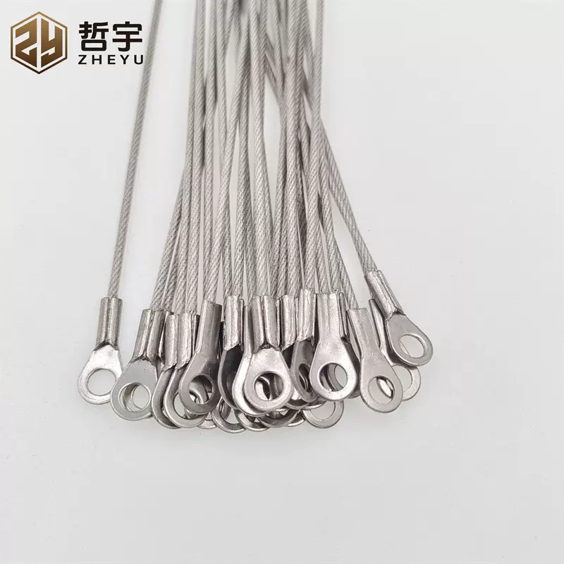 304不锈钢端子钢丝绳连接线耳铝套压制钢丝绳加工镀锌包胶索具配