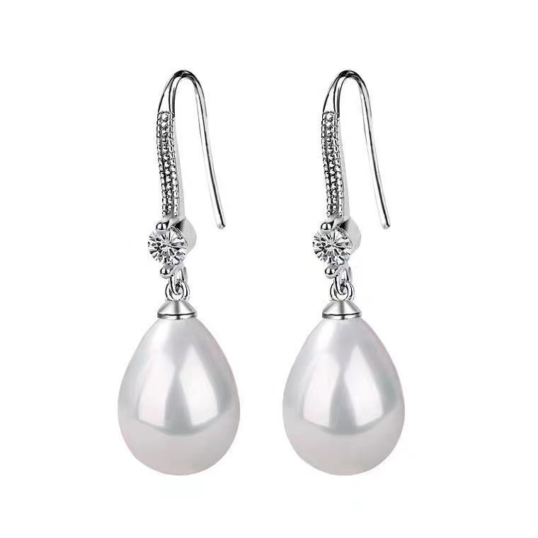 Cross border jewelry wish Amazon quick sell water drop pendant oval pearl earrings bride earrings earrings