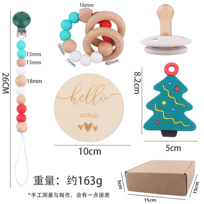 Nuevo bebé caricatura de silicona Navidad creativa Navidad Baby pacifier cadena de tetas set de cinco piezas