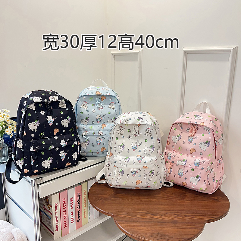 2025 New Japanese-Style Ins Fresh Cute Girl Backpack Printed Trendy College Student Large Capacity School Bag