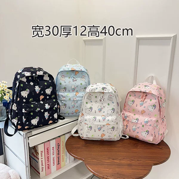 2025 New Japanese-Style Ins Fresh Cute Girl Backpack Printed Trendy College Student Large Capacity School Bag