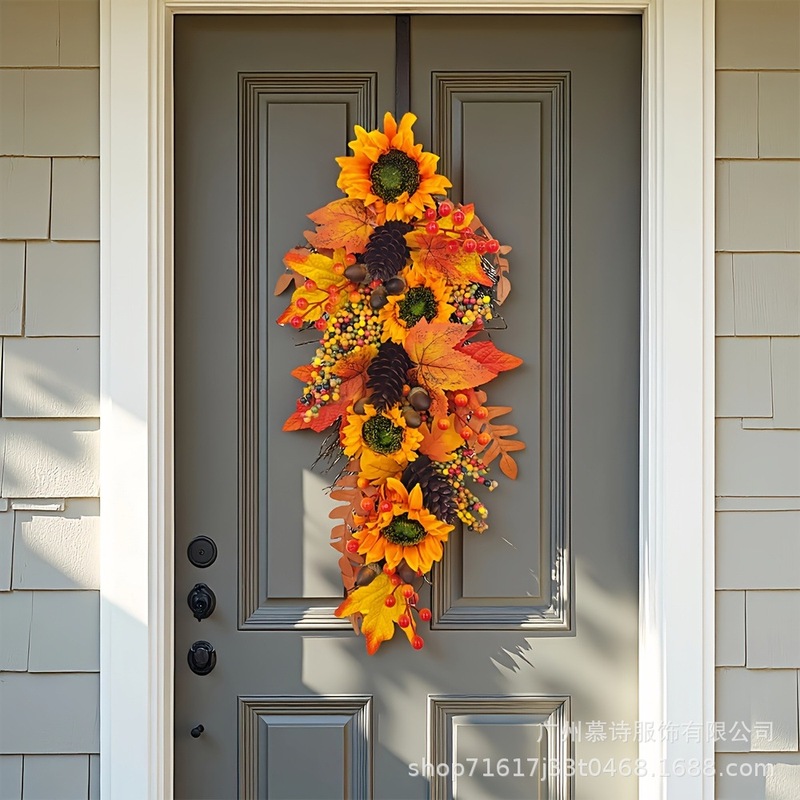 丰收节花环感恩节仿真水滴松果秋天装饰跨境亚马逊Autumn Wreath|undefined