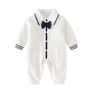 Baby's Jumpsuit Pure Cotton Simple Spring and Autumn Long Sleeve Climbing Suit for Boys and Girls Baby Baseball Suit Hatshirt Fashionable Outer Wear