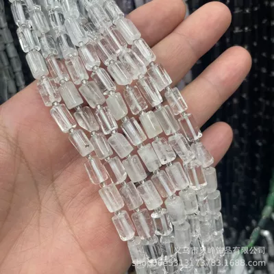 Zərgərlik ara hissələri – wholesale - 23white-crystal-8x11mm-pillar-beads-approx-15-beads-per-strand-short-style