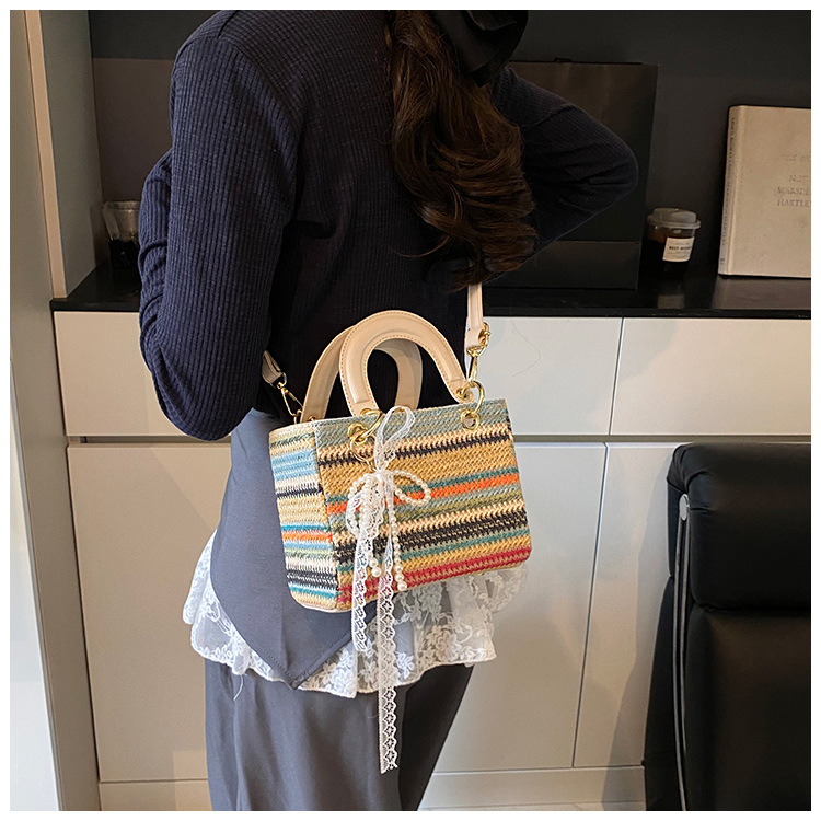 Femmes Faux Cuir Arc-En-Ciel Vêtement De Rue Paille Carré Fermeture Éclair Sac Diane display picture 12