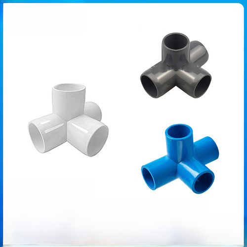 Cross-border best-selling US standard SCH40 PVC pipe fittings three-dimensional four-way accessories, furniture-grade PVC three-dimensional cross.