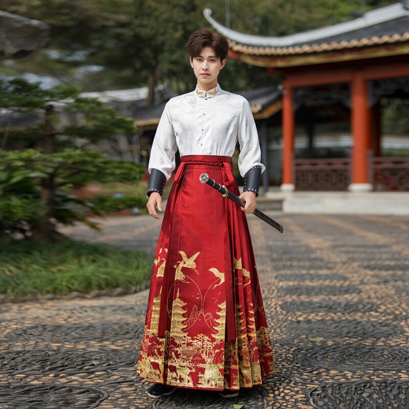 Daily handsome woven gold vest dress Men's new plus size Hanfu new Chinese style stand collar top student class clothes suit Daily handsome woven gold vest dress Men's new plus size Hanfu new Chinese style stand collar top student class clothes suit