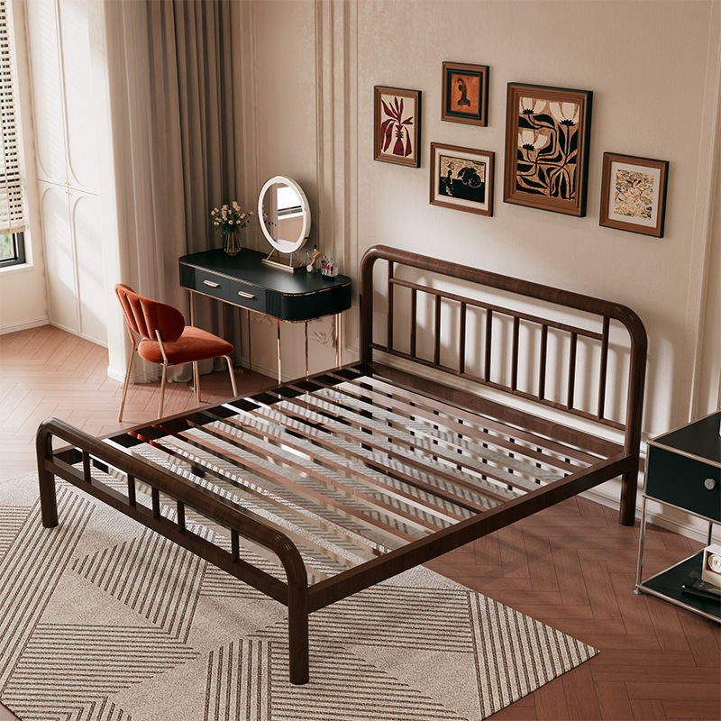 201 stainless steel bed frame walnut color + 13 beams