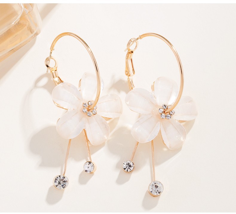 1 Pair Elegant Simple Style Flower Plating Copper Silver Plated Drop Earrings display picture 2