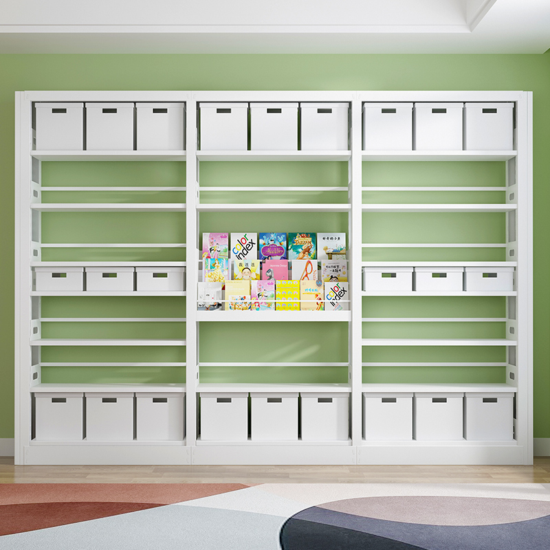 Estante de biblioteca de acero de la sala de estar estante de piso doméstico estante de libros pintados para niños estante de almacenamiento multicapa contra la pared