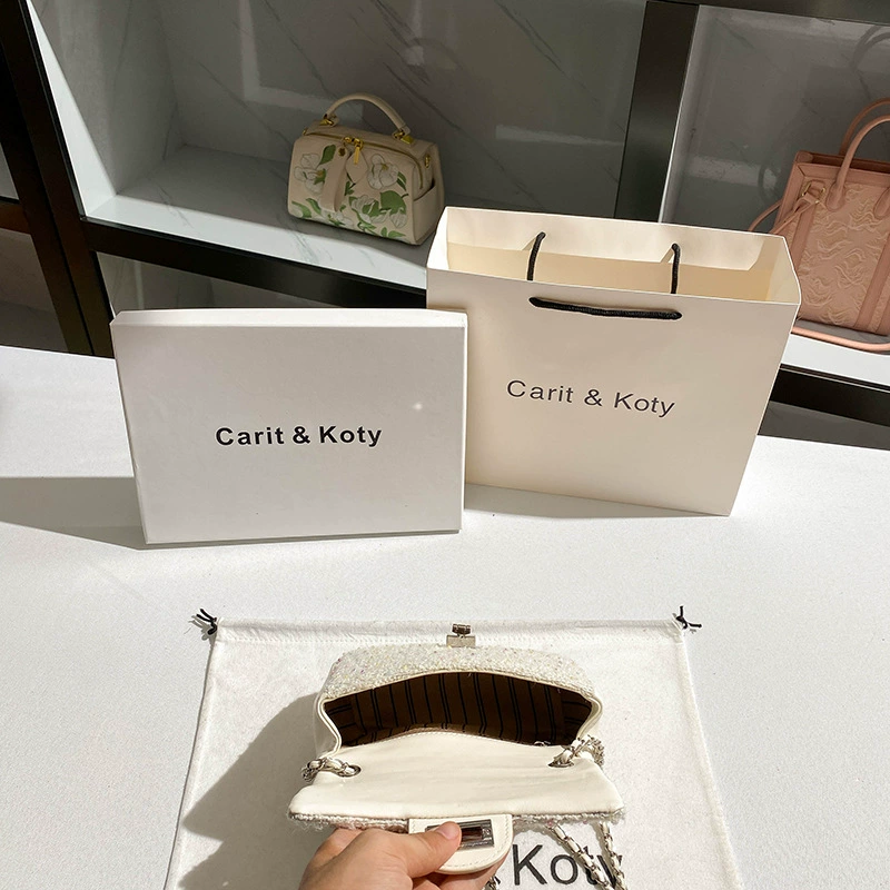 Ст fashionable летняя связанная сумка, стиль Chanel, сумка на цепочке