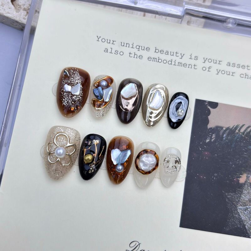 [Silver Coast] High-End Simple Handmade Wearable Nails Niche Whitening Pure Color Manicure Fake Nails Wholesale