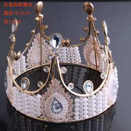 工厂批发蛋糕烘焙装饰8寸女王蕾丝皇冠 鲜花皇冠儿童皇冠