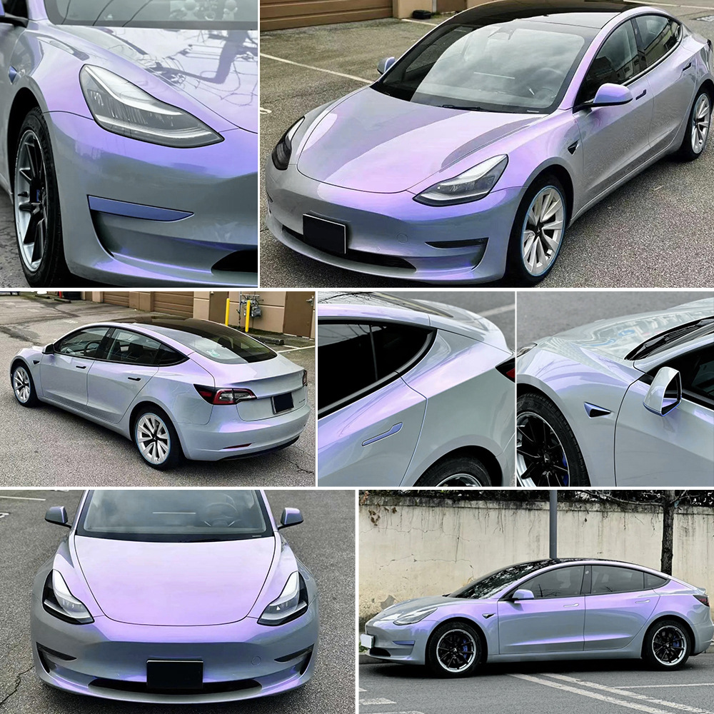 New Pet Two-Color Fantasy Gray and Purple Car Body Color Changing Film Bright Color Changing Sticker Rearview Mirror Sticker