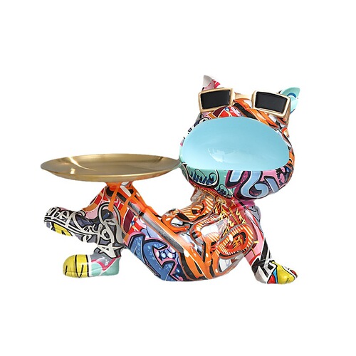 Personalized Pattern French Bulldog Trinket Dish Desk Ornament Bar Decor Halloween Decoration Water Transfer Printed Craft