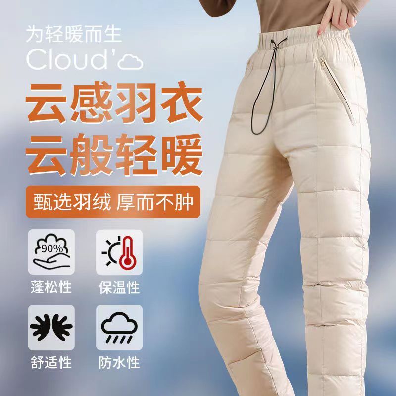 冬季羽绒棉裤女外穿休闲束脚长裤加绒加厚保暖裤防风轻薄时尚宽松|undefined
