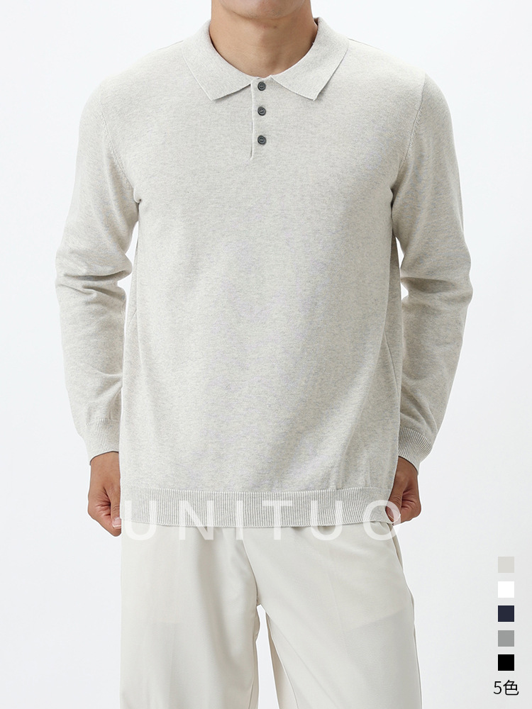 La ropa de hombre de estilo antiguo estilo alto polo polo jersey suéter hombre otoño invierno casual versátil camisa de manga larga hombre
