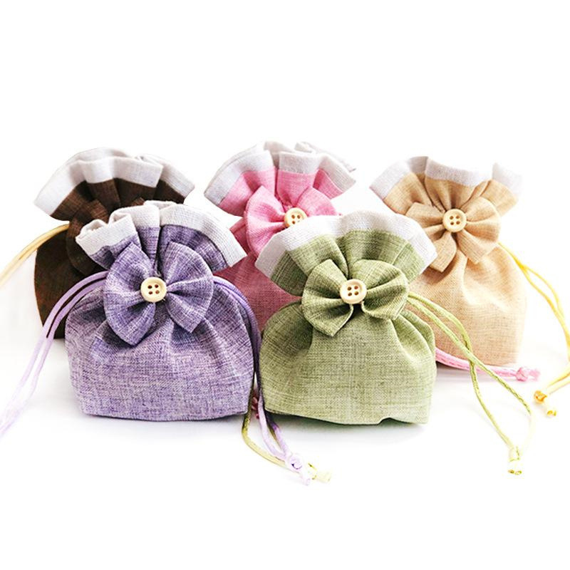 糖果色帆布抽绳袋首饰礼品袋 卡通蝴蝶结糖果袋子 饰品首饰扣子袋