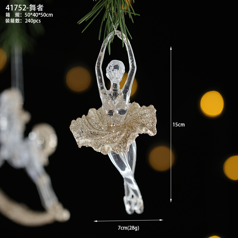 Buscando madera transfronteriza Navidad polvo brillante decoración acrílico colgante sin polvo de hielo creativo carrossel ventana colgante