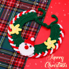 猫咪狗狗圣诞铃铛毛线项圈宠物手工针织围脖圣诞老人小猫配件饰品