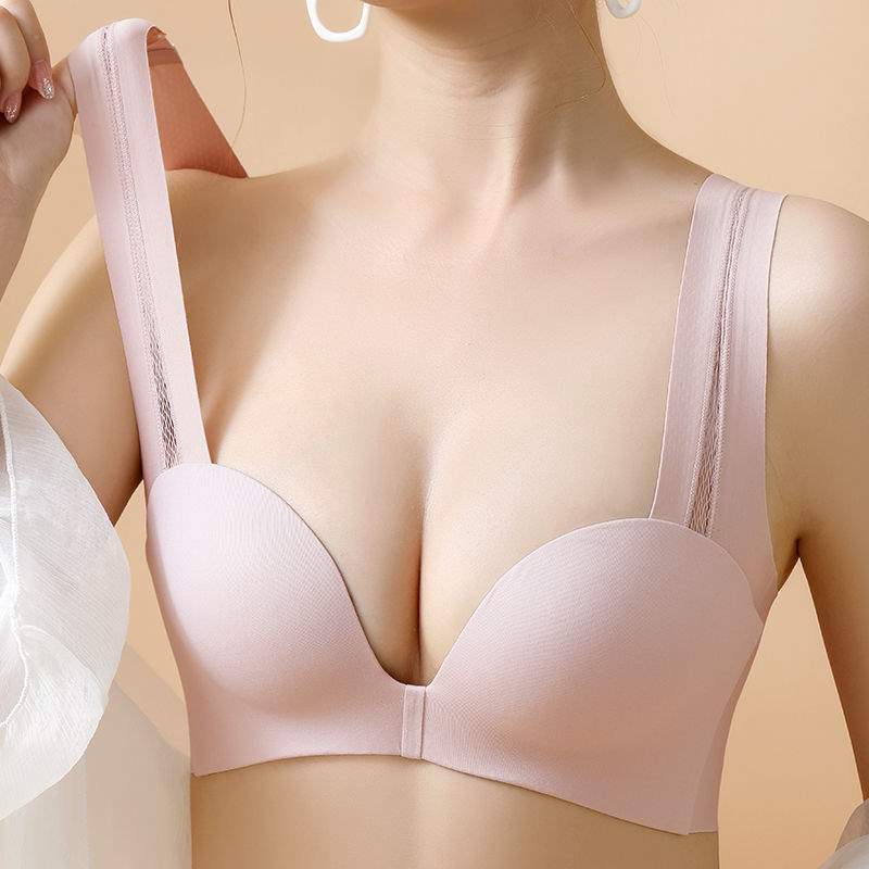 胸が小さい女性向けのシームレス下着、超プッシュアップ、大きなソフトワイヤー、美しい背中のブラジャー、垂れ防止ブラジャー、胸の引き締めブラジャー|undefined