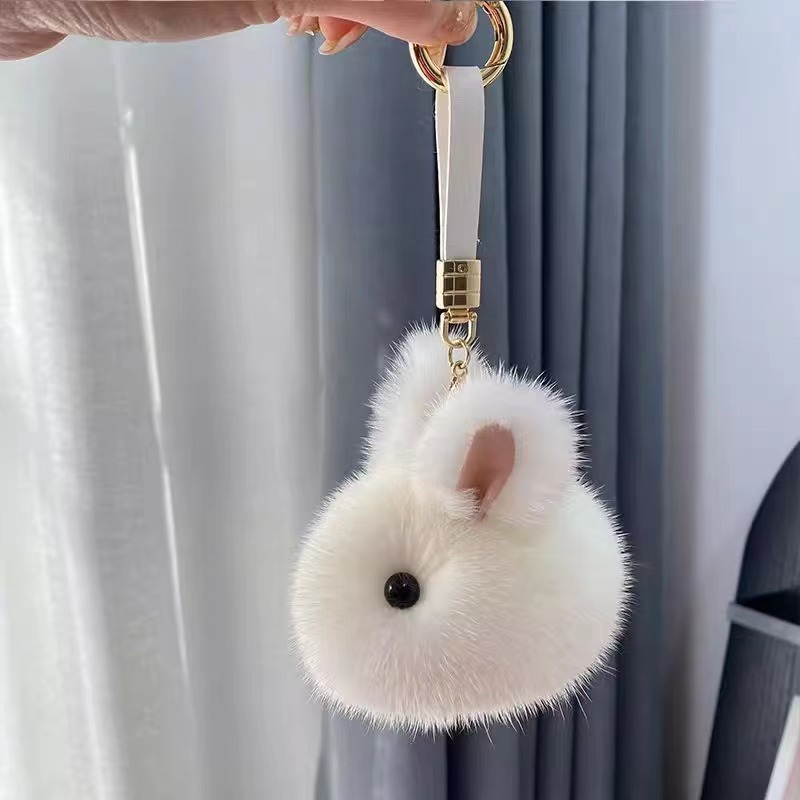 Imitación de visón Jade conejo colgante mini personalización conejo colgante de peluche llavero colgante joyería para automóviles
