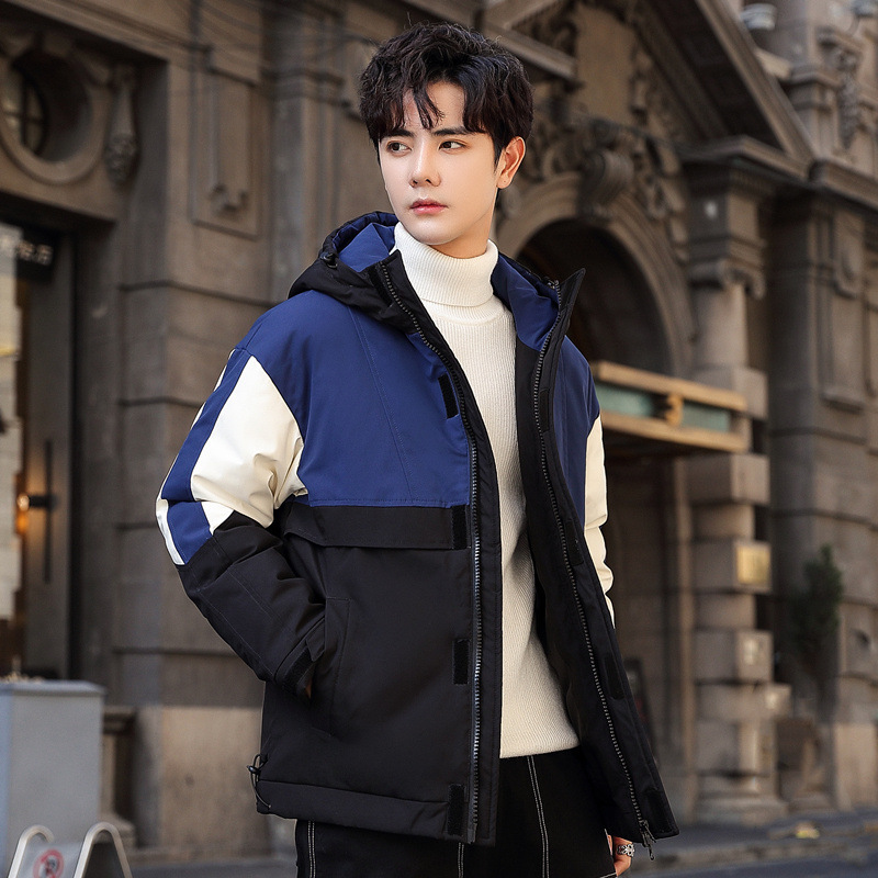 Down Jacket Men's Winter New Trendy Stitching Hooded Jacket Thickened Warm White Duck down down Jacket Men's Jacket Down Jacket Men's Winter New Trendy Stitching Hooded Jacket Thickened Warm White Duck down down Jacket Men's Jacket