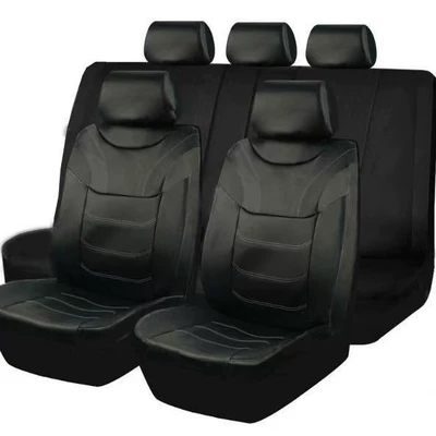 Cross-Border Universal Car Seat Cover Pu Embroidery Car Four-Season Universal Seat Cushion Cover Export Temu Amazon Hot Sale (Universal seat cover) - black-nine-piece-set