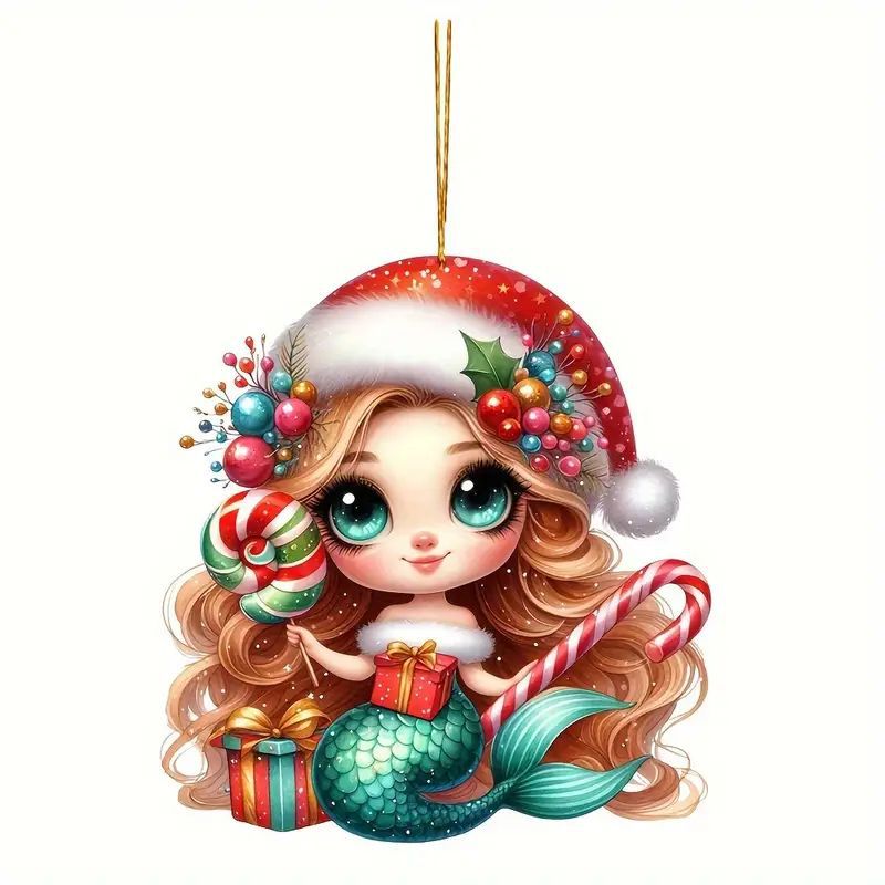 Nuevos productos transfronterizos de Navidad acrílico plano llavero decoración colgante decoración del automóvil colgante decoración del árbol de Navidad