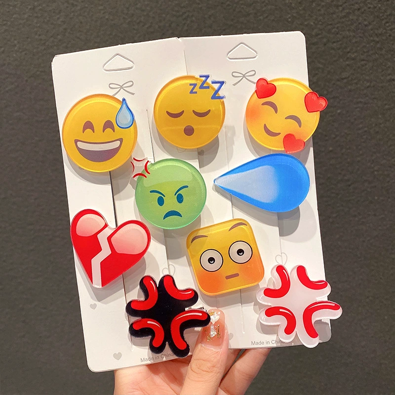 Набор заколок для волос (Drip Khan) наклейки Emoji Water-Drop & Sweat, 16 вариантов