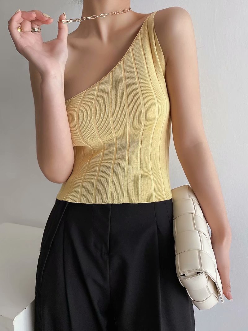 wholesale new oblique shoulder knitted sling top NSAM54123