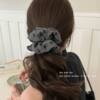 9#Black and gray bow printed hair tie about 10cm