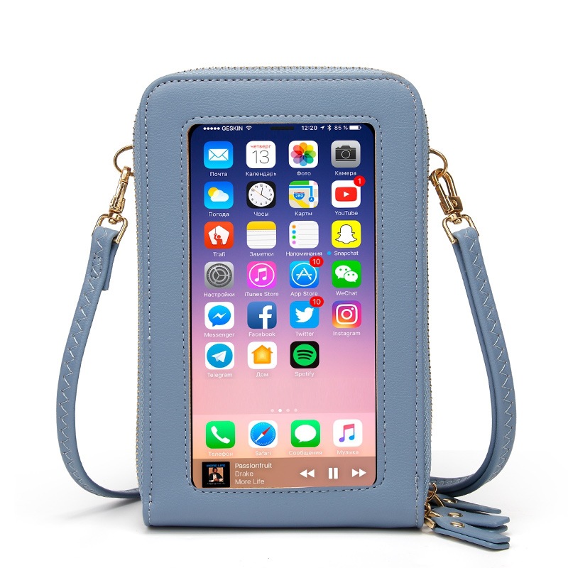Foreign trade three layers zipper Touch screen Mobile phone bag One shoulder Messenger Ladies Card package Clip capacity coin purse H880