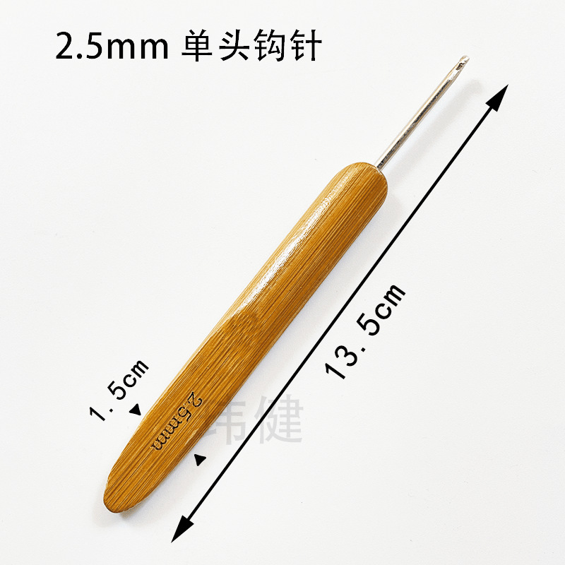 Mango de bambú crochet cabeza de metal crochet mango de bambú aluminio ganchillo suéter aguja coque ganchillo carbonizado fábrica al por mayor