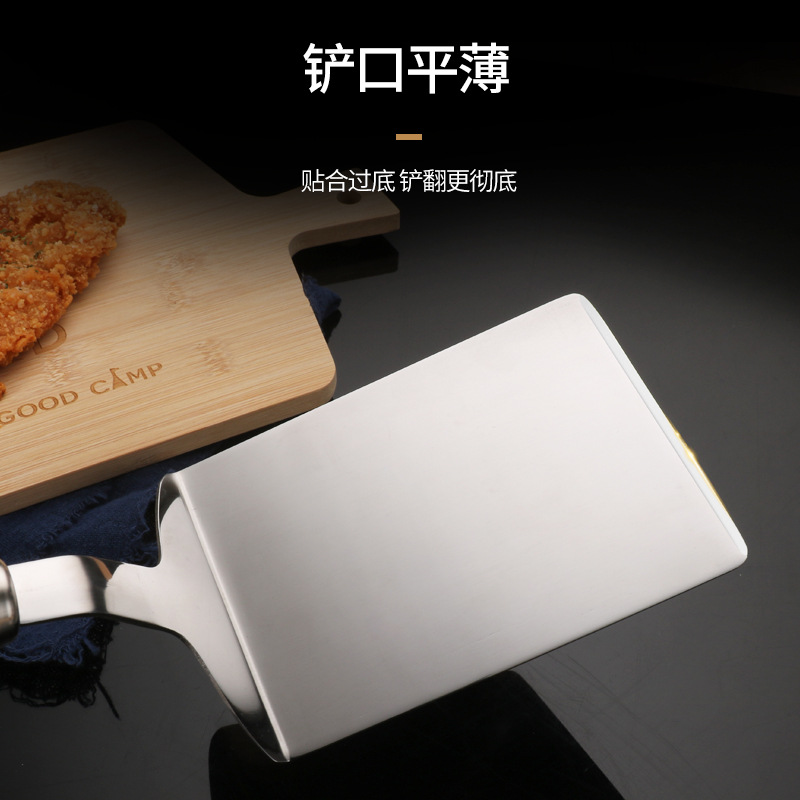 Acero inoxidable cocina teppanyaki carne pala pizza pala panqueque herramienta de la torta de mano frito pala utensilios de cocina al por mayor image 6