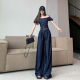 Cross-border advanced sense fried street age-reducing two-piece 2025 new retro temperament slim dark blue Denim suit