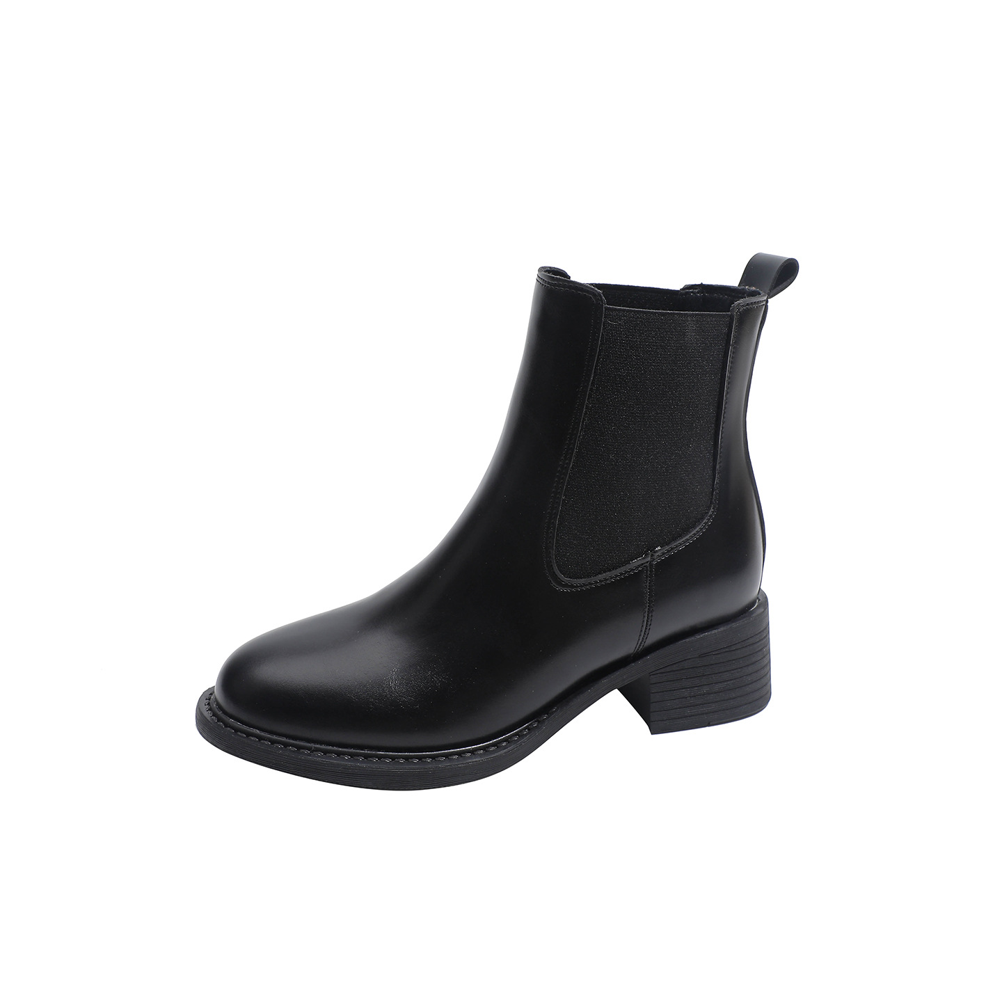 859-5 Wang Xiaodu 8 cm Absatzhöhersetzende Stiefeletten für Damen, Blockabsatz, fleecegefüttert, elegante schmale Stiefel_voghion.com