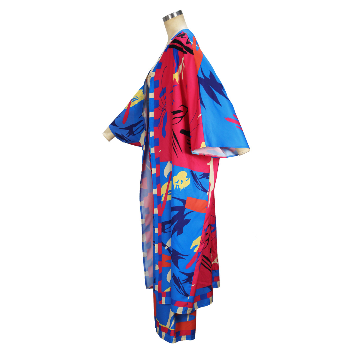 Spring Autumn Casual Set Printed Cardigan Shawl Long Sleeve Wide Leg Trousers Two Piece Set