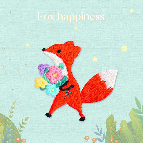 Ali Proposal Cute Fox Flower Embroidery Cloth Clothes Repair Bag Decoration DIY Patches Wholesale